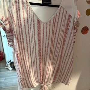 Fortune+Ivy Women's Red Striped Blouse